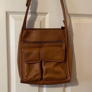 Fossil Tan Leather Messenger Bag